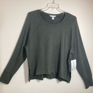 NWT Athleta XL Coaster Luxe Recover High Hip Sweatshirt TOP Heather Dark Green
